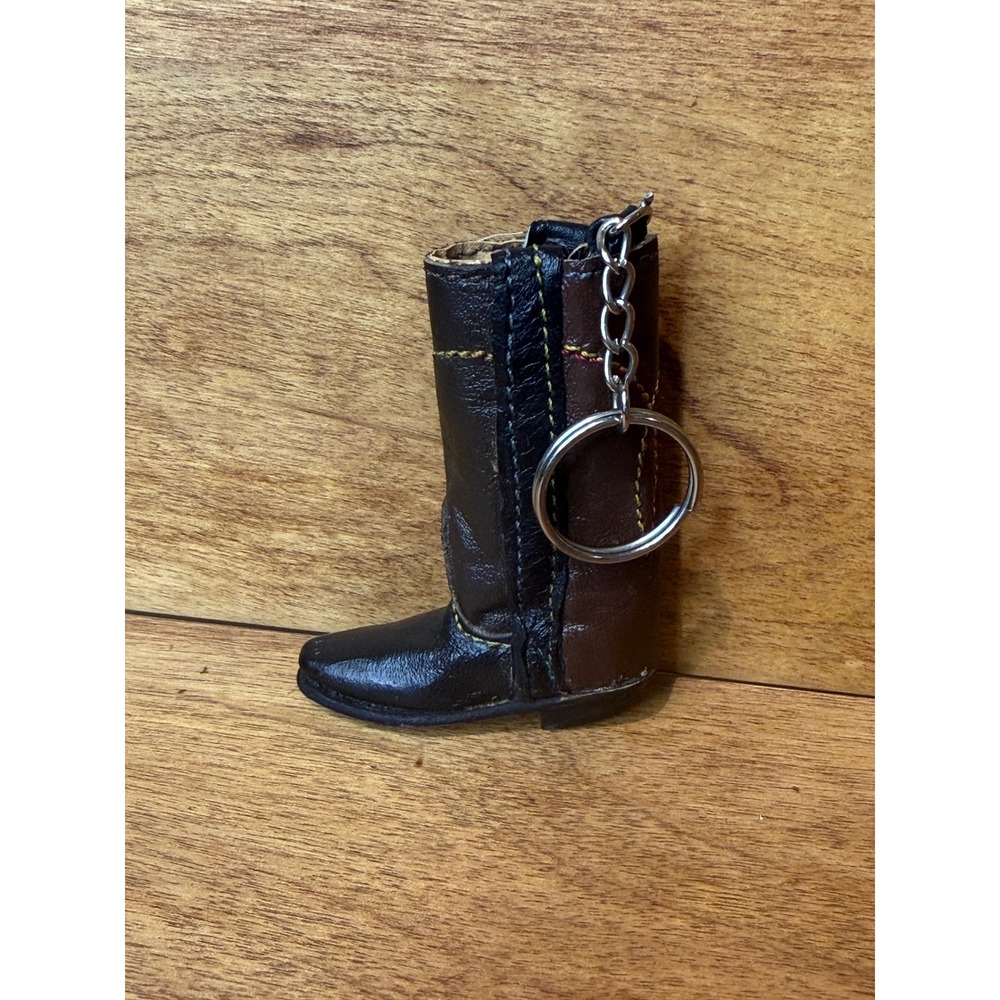 Vintage Leather Cowboy Boot Lighter Holder Keychain  western retro country